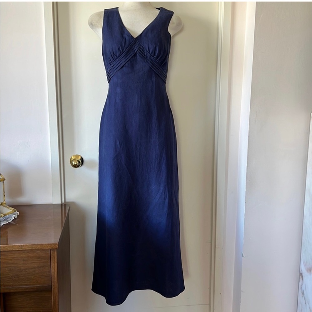 Navy Linen Sleeveless Dress (Precis)